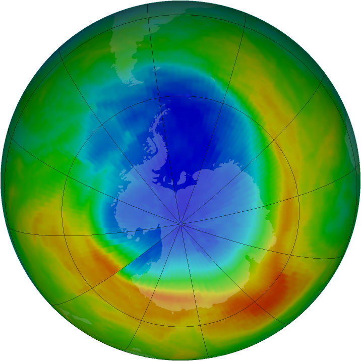 Antarctic ozone map for 30 October 1986